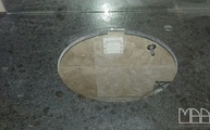 Ovaler Ausschnitt in der Granit Waschtischplatte Brown Pearl