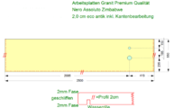 CAD Zeichnung der Granit Arbeitsplatte in Bergisch Gladbach