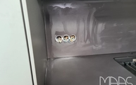 Domoos Dekton Rückwand mit Steckdosenbohrungen