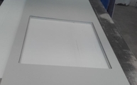 Produktion - 4001 Fresh Concrete Caesarstone Arbeitsplatte mit Ausschnitt