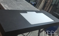 Produktion der Cinder Craze Silestone Waschtischplatte