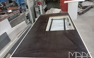Produktion - Chianca di Ostuni Infinity Arbeitsplatte mit Holzunterfütterung