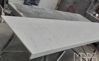 Produktion - Lagoon Silestone Arbeitsplatte mit Gehrungsschürzen