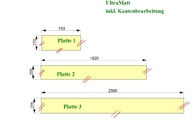 CAD Zeichnung der zwei Abdeckplatten und einer Fensterbank