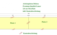 CAD Zeichnung der zwei Dekton Tischplatten