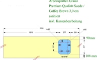 Zeichnung für die Granit Arbeitsplatte mit einem Aufbauausschnitt