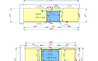 Zeichnung der zwei Dekton Arbeitsplatten mit flächenbünigen Ausschnitten