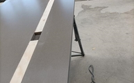 Produktion - Schrägschnitt in der Noka Silestone Arbeitsplatte