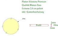 Zeichnung der Silestoneplatte