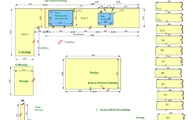CAD Zeichnung der Infinity Arbeitsplatten, Wange, Kaminabdeckung und Treppe