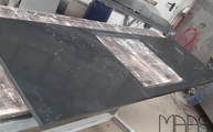 Produktion - 5101 Empira Black Caesarstone Arbeitsplatte mit Ausschnitt