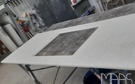 Produktion - Nebbia Dekton Arbeitsplatte mit Ausschnitt