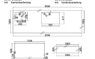 CAD Zeichnung der zwei Dekton Arbeitsplatten und einer Rückwand