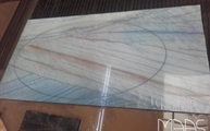 Produktion - Granit Tischplatte Azul Macaubas