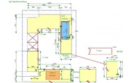 Zeichnung der vier Dekton Arbeitsplatten und zwei Schürzen