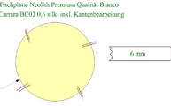 CAD zeichnung der runden Neolith Tischplatte