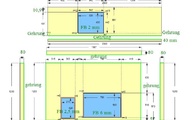 CAD Zeichnung der zwei Laminam Arbeitsplatten und Blenden
