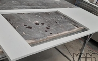 Produktion - Ausschnitt in der Silestone Arbeitsplatte Miami Vena