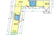 CAD Zeichnung der drei Caesarstone Arbeitsplatten und einer Seitenwange