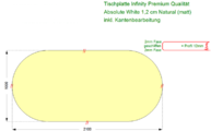 CAD Zeichnung der ovalen Infinity Tischplatte