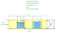 CAD Zeichnung der Silestone Arbeitsplatte mit zwei Ausschnitten