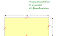 CAD Zeichnung der Keramik Laminam Tischplatte