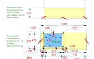 CAD Zeichnung der Laminam Waschtischplatte und Fensterbank 