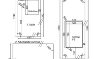 CAD Zeichnung der drei Dekton Arbeitsplatten