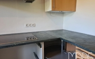 Küche in Grafschaft mit Pannonia Grün Granit Arbeitsplatten