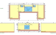 CAD Zeichnung der Naturstein Arbeitsplatten und Wangen
