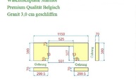 Zeichnung des Marmor Waschtischs aus dem Material Belgisch Granit