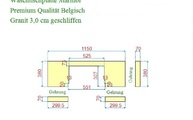 Zeichnung des Marmor Waschtischs aus dem Material Belgisch Granit