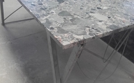 Produktion - Marmor Tischplatte Breccia Alba in 2 cm