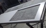 Produktion - Desert Silver Silestone Arbeitsplatte mit Ausschnitt