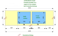 CAD Zeichnung der Granit Arbeitsplatten mit zwei Ausschnitten