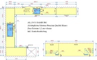 Die Zeichnung der Silestone Küche und Glasrüchwand