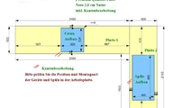 CAD Zeichnung der zwei Laminam Arbeitsplatten 