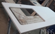Produktion - 4600 Royal Snow Caesarstone Arbeitsplatte mit Ausschnitt und Bohrung