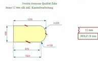 CAD Zeichnung der Tischplatte aus Neolith