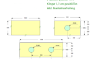 CAD Zeichnung der drei Waschtischplatten aus Caesarstone