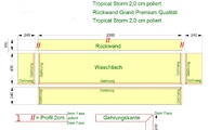 CAD Zeichnung der Granit Waschtischplatte und Rückwand 