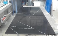 Produktion - 203T Nero Marquina CTX-BasicQuarz Arbeitsplatte in 2 cm