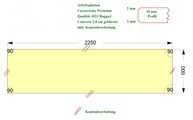 CAD Zeichnung der durchgehenden Caesarstone Arbeitsplatte