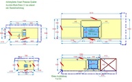 CAD Zeichnung der zwei Waschtischplatten und zwei Arbeitsplatten aus Granit