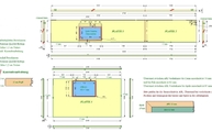 CAD Zeichnung der Küchenzeile und -insel