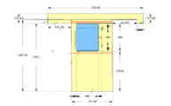 Zeichnung der Neolith Arbeitsplatte und Fensterbank