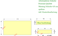 CAD Zeichnung der Schiefer Arbeitsplatte und Ablagen