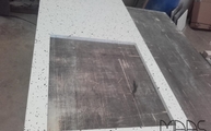 Produktion - YU002 Terrazzo White Diresco Arbeitsplatte mit Ausschnitt