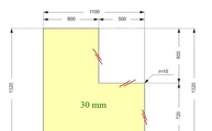 CAD Zeichnung der L-förmigen Granitplatte