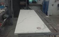 Produktion - 8868 Argos White CTX-BasicQuarz Arbeitsplatte
